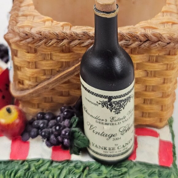 Yankee Candle Picnic Basket Votive Candle Holder Glass Insert Wine Fruit Bread - Picture 9 of 10